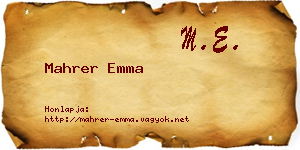 Mahrer Emma névjegykártya